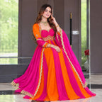 Royal Pink & Orange Anarkali Suit Set