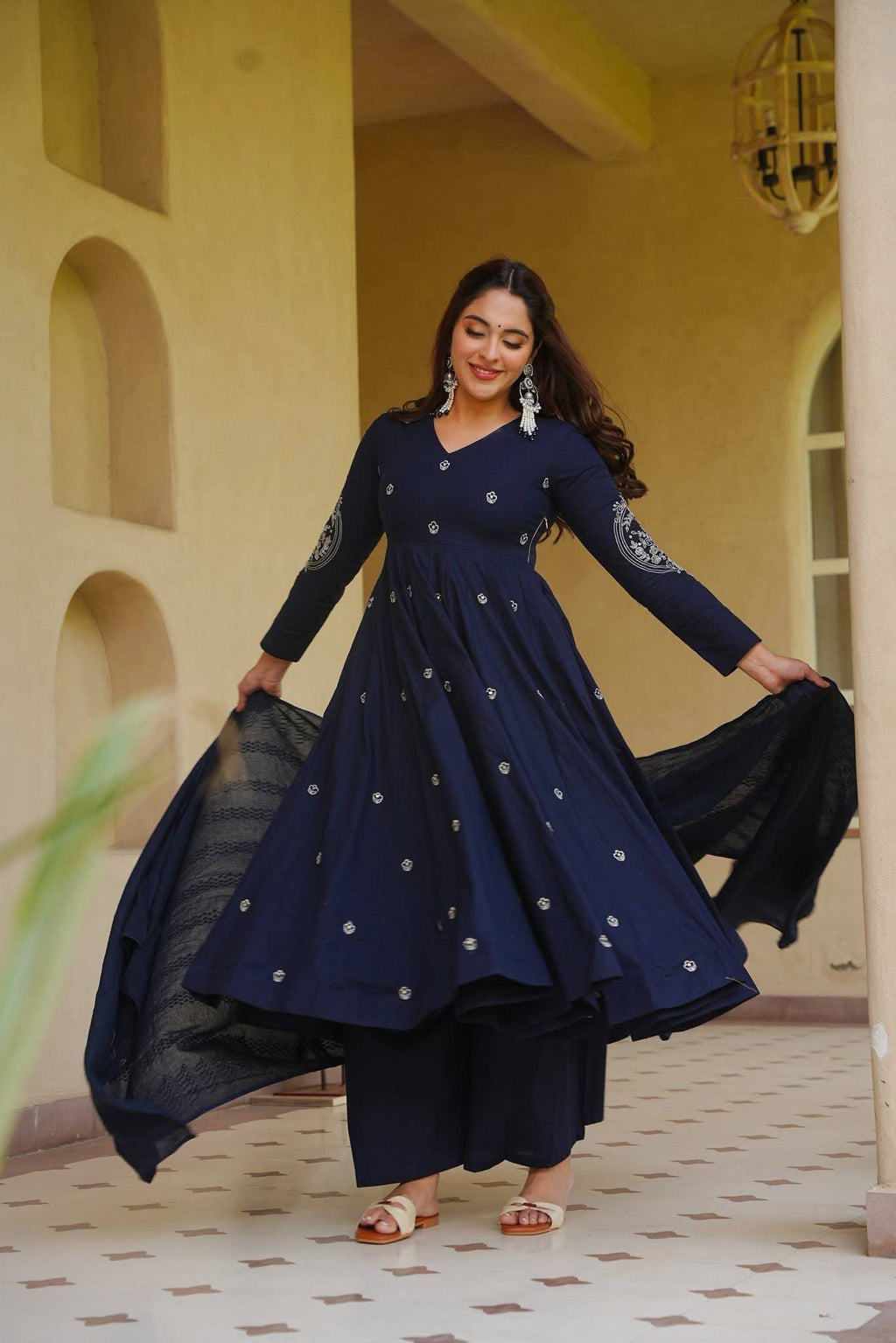 AARABA MIDNIGHT BLUE ANARKALI SUIT SET