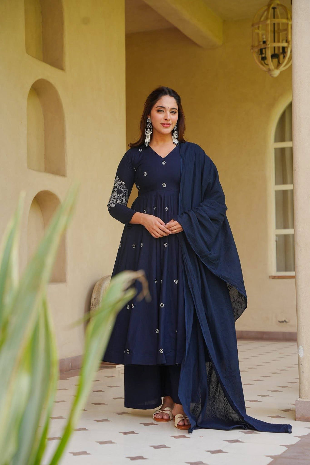 AARABA MIDNIGHT BLUE ANARKALI SUIT SET