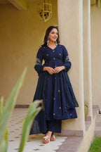 AARABA MIDNIGHT BLUE ANARKALI SUIT SET