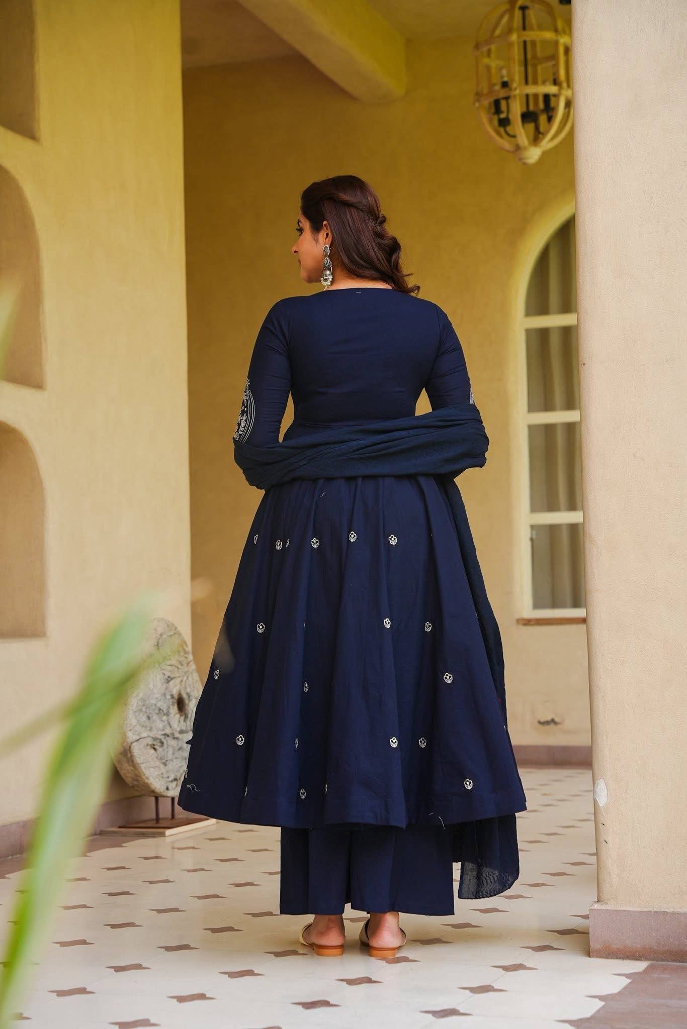 AARABA MIDNIGHT BLUE ANARKALI SUIT SET