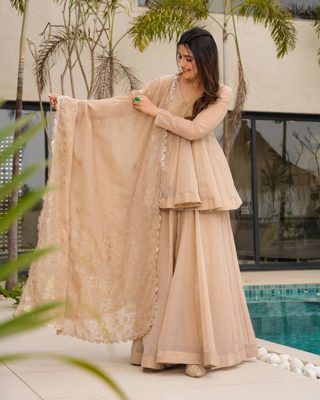 Miraya Desert Pearl Couture Suit Set