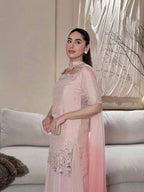 Rich Pink Petal Embroidered Suit Set