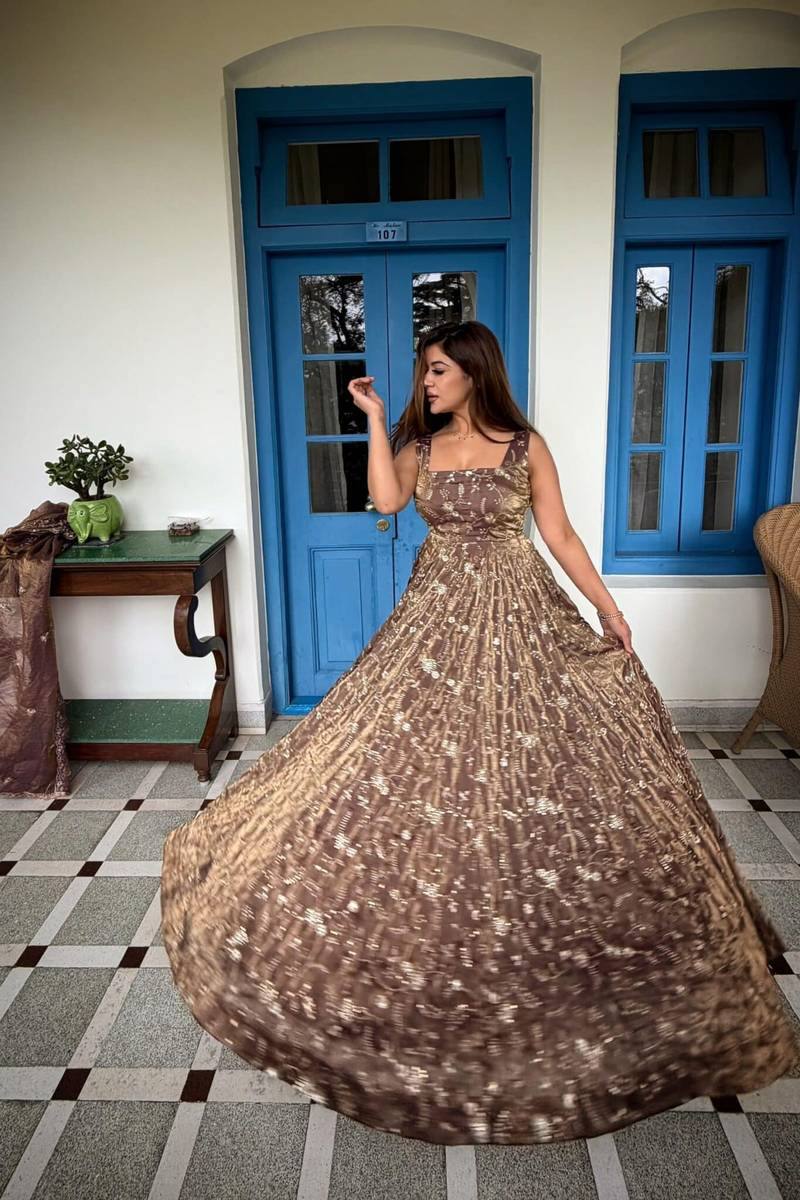 SANAM MOCHA ELEGANCE ANARKALI SUIT SET