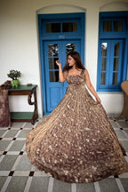 SANAM MOCHA ELEGANCE ANARKALI SUIT SET
