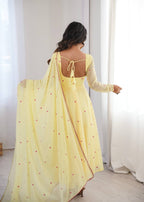 Sunlit Yellow Embroidery Anarkali Suit Set