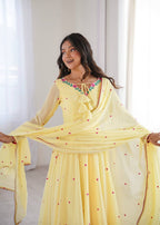 Sunlit Yellow Embroidery Anarkali Suit Set