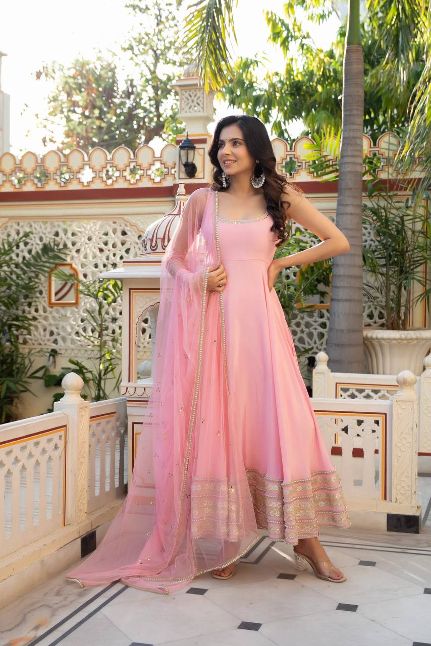 Pink Pearl Majesty Anarkali Suit Set