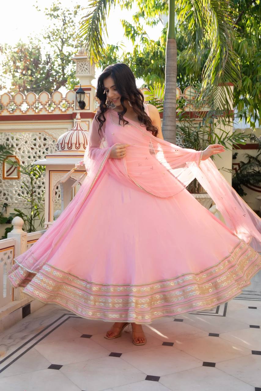 Pink Pearl Majesty Anarkali Suit Set