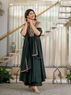 Zarifa Green Anarkali Suit Set