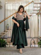 Zarifa Green Anarkali Suit Set
