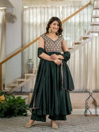 Zarifa Green Anarkali Suit Set