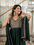 Zarifa Green Anarkali Suit Set
