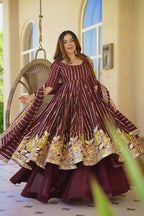 Imperial Maroon Heritage Anarkali Suit Set