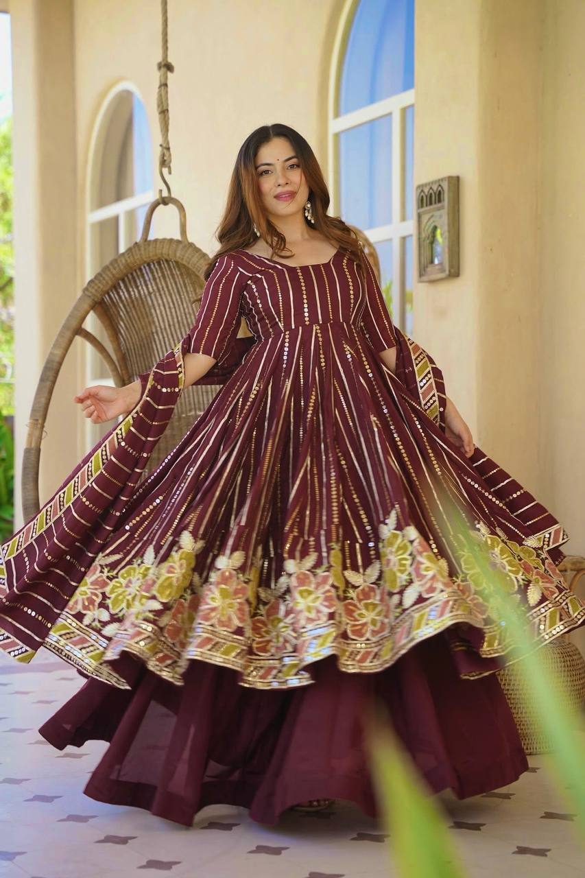 Imperial Maroon Heritage Anarkali Suit Set