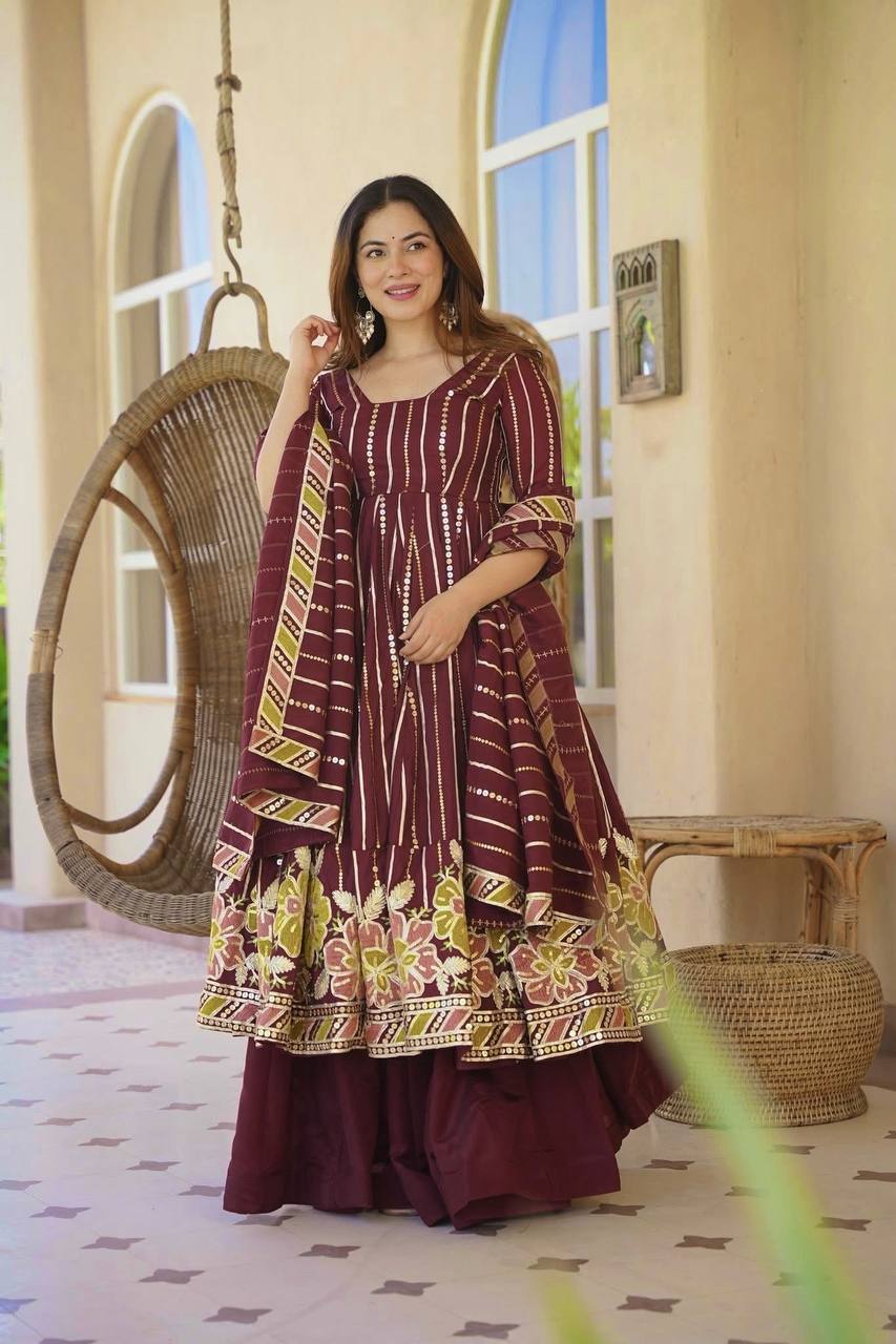 Imperial Maroon Heritage Anarkali Suit Set