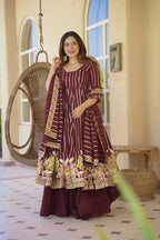 Imperial Maroon Heritage Anarkali Suit Set