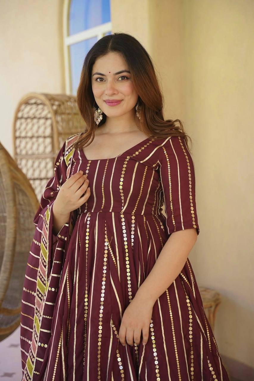 Imperial Maroon Heritage Anarkali Suit Set