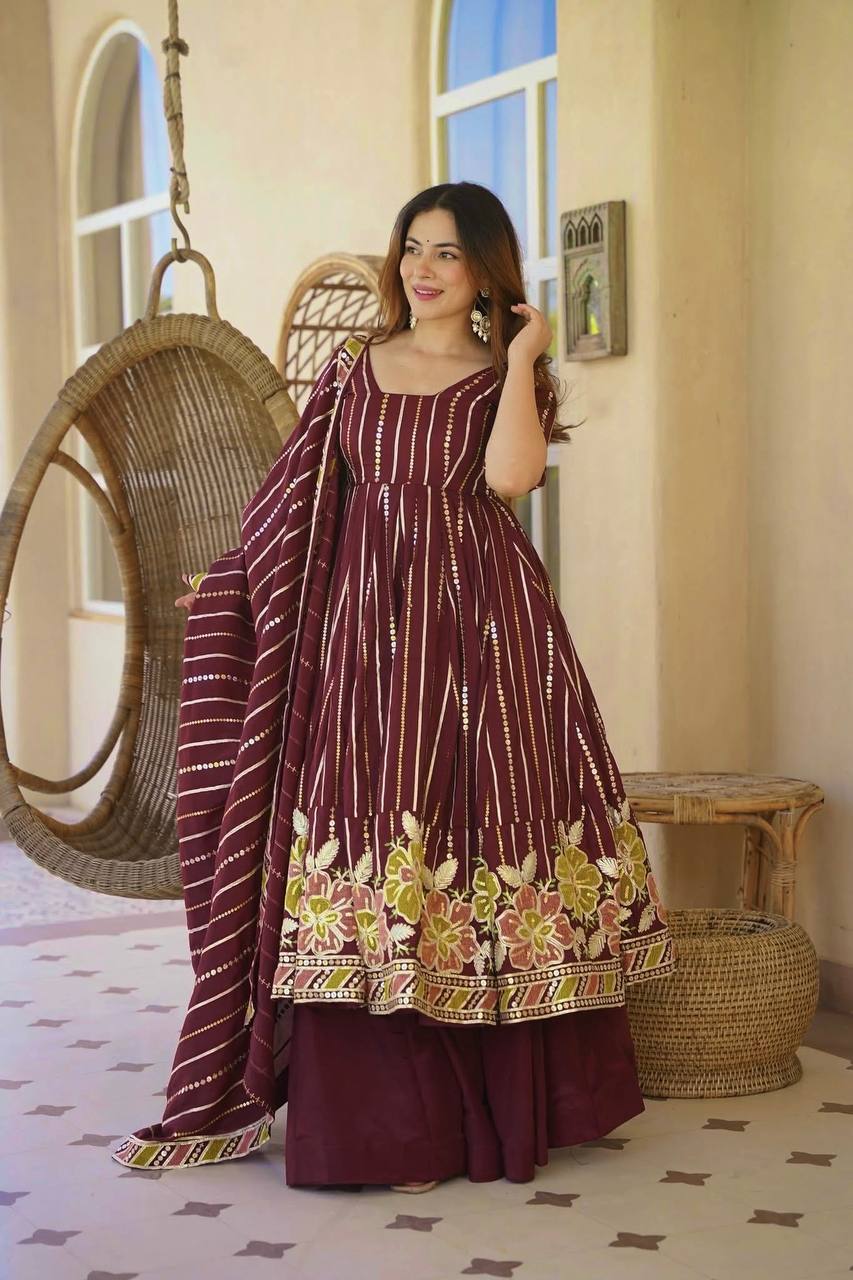Imperial Maroon Heritage Anarkali Suit Set