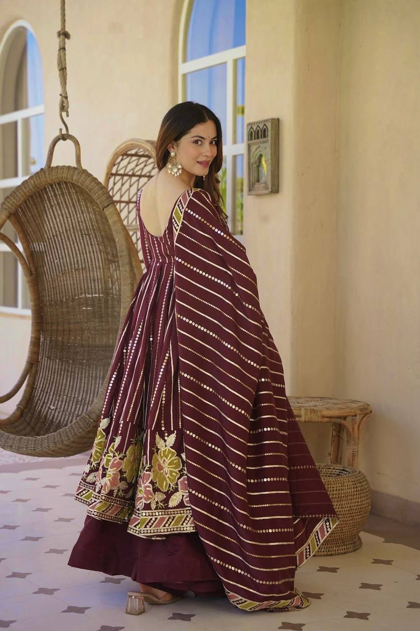 Imperial Maroon Heritage Anarkali Suit Set