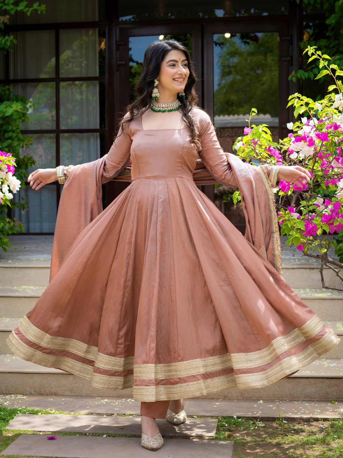 Rosewood Elegance Anarkali Suit Set