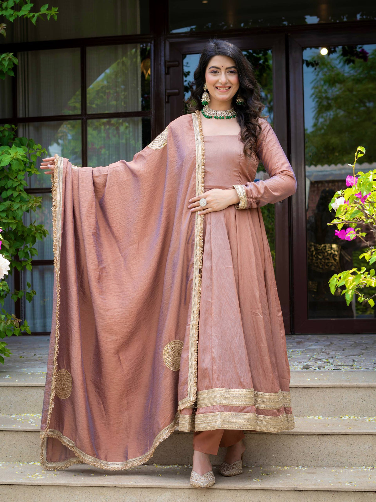 Rosewood Elegance Anarkali Suit Set