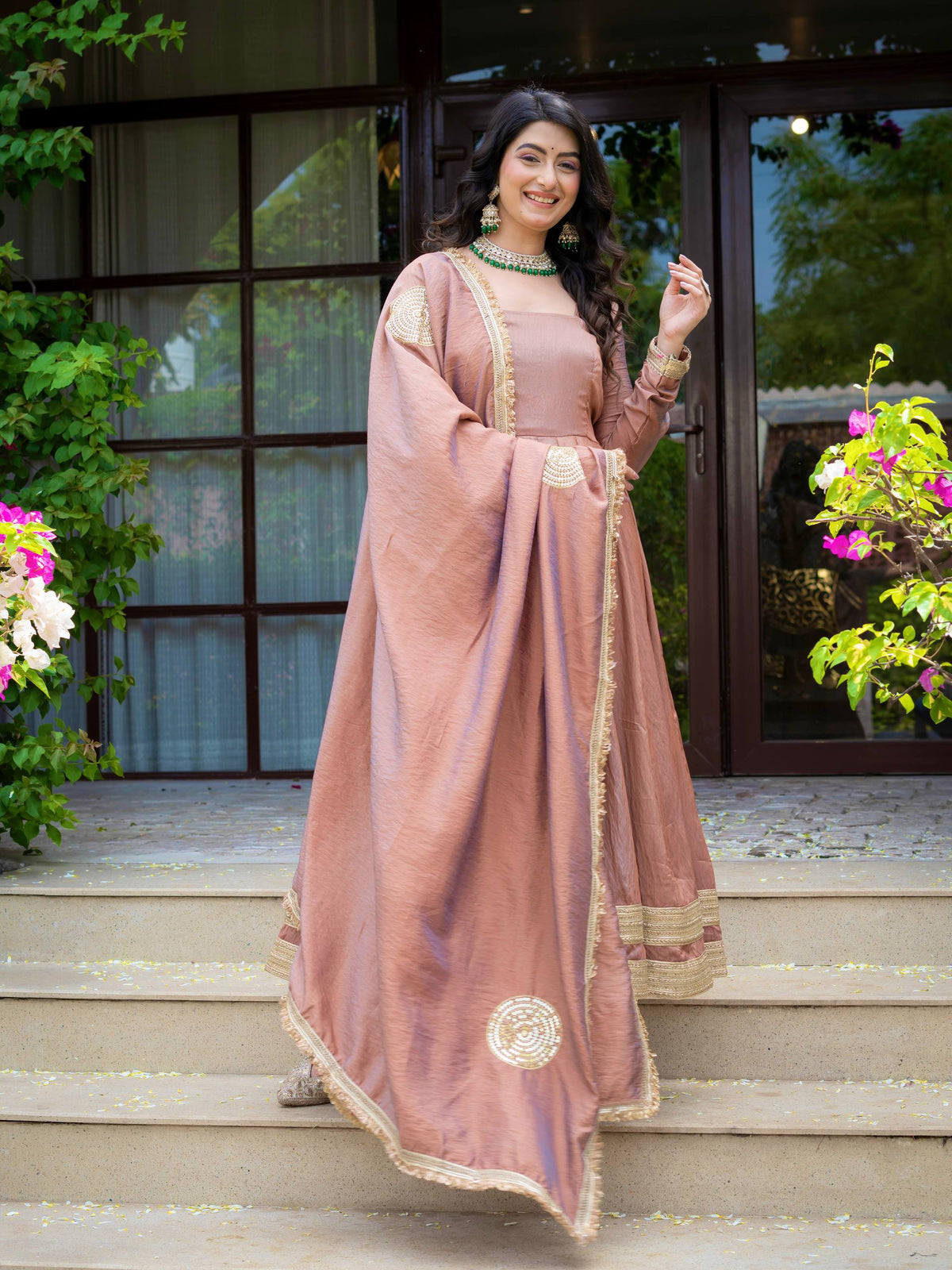 Rosewood Elegance Anarkali Suit Set