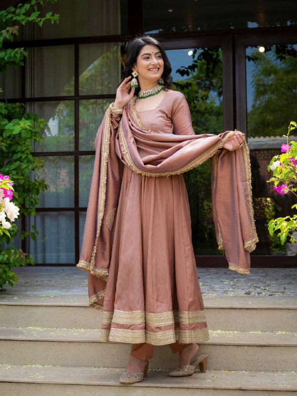 Rosewood Elegance Anarkali Suit Set