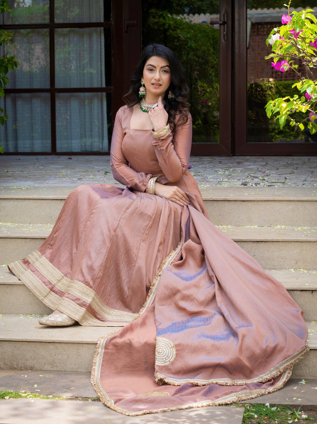 Rosewood Elegance Anarkali Suit Set