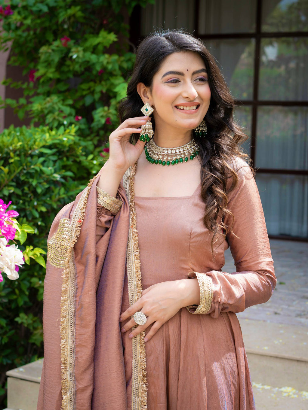 Rosewood Elegance Anarkali Suit Set