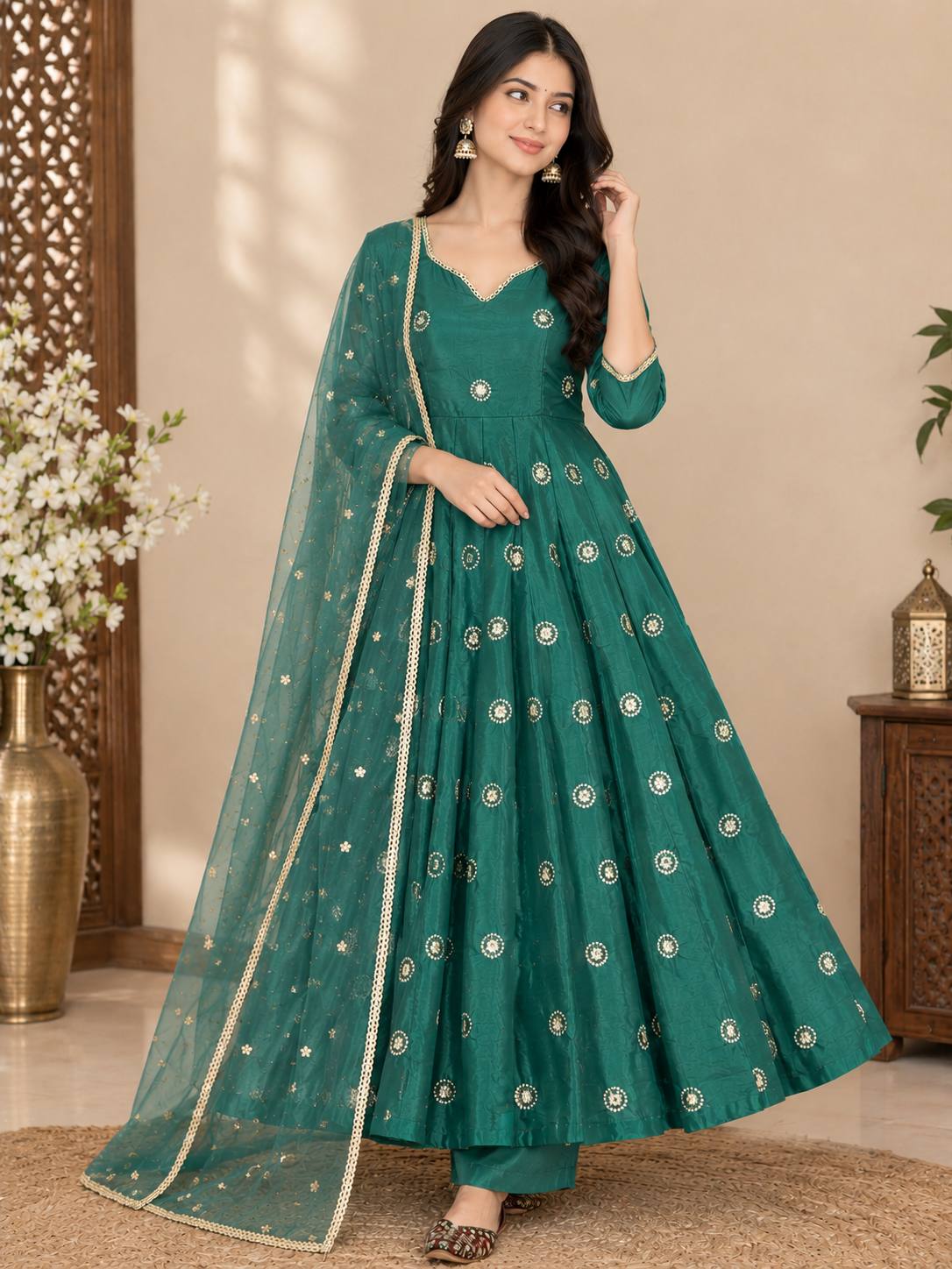 Alizeh Green Anarkali Suit Set