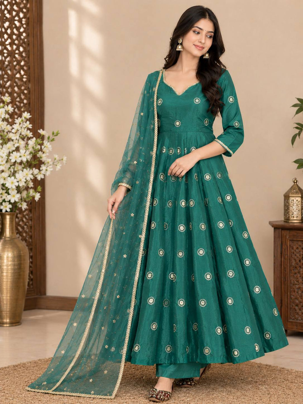 Alizeh Green Anarkali Suit Set
