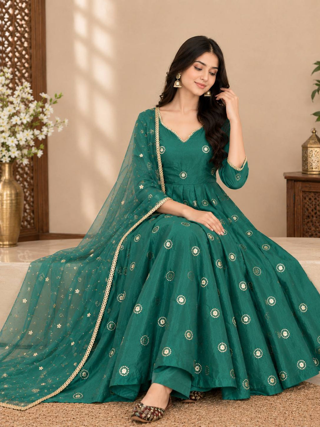 Alizeh Green Anarkali Suit Set
