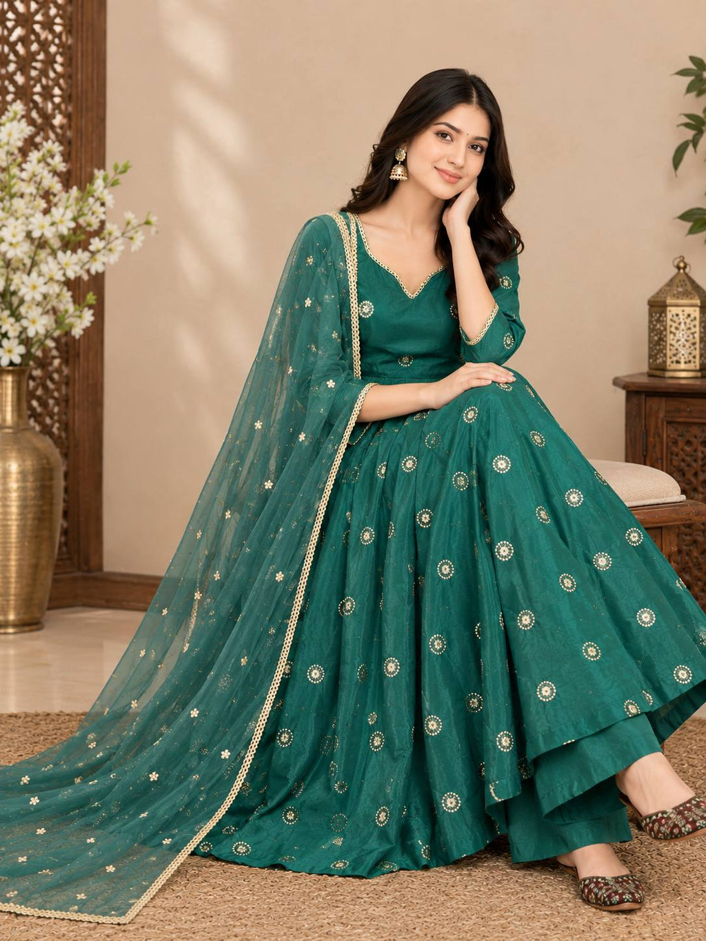 Alizeh Green Anarkali Suit Set
