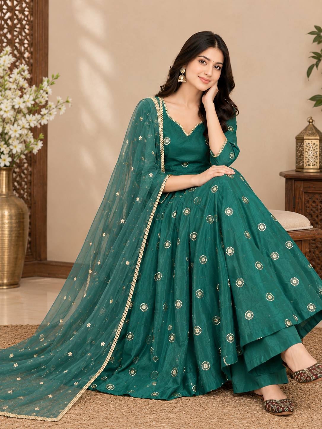 Alizeh Green Anarkali Suit Set