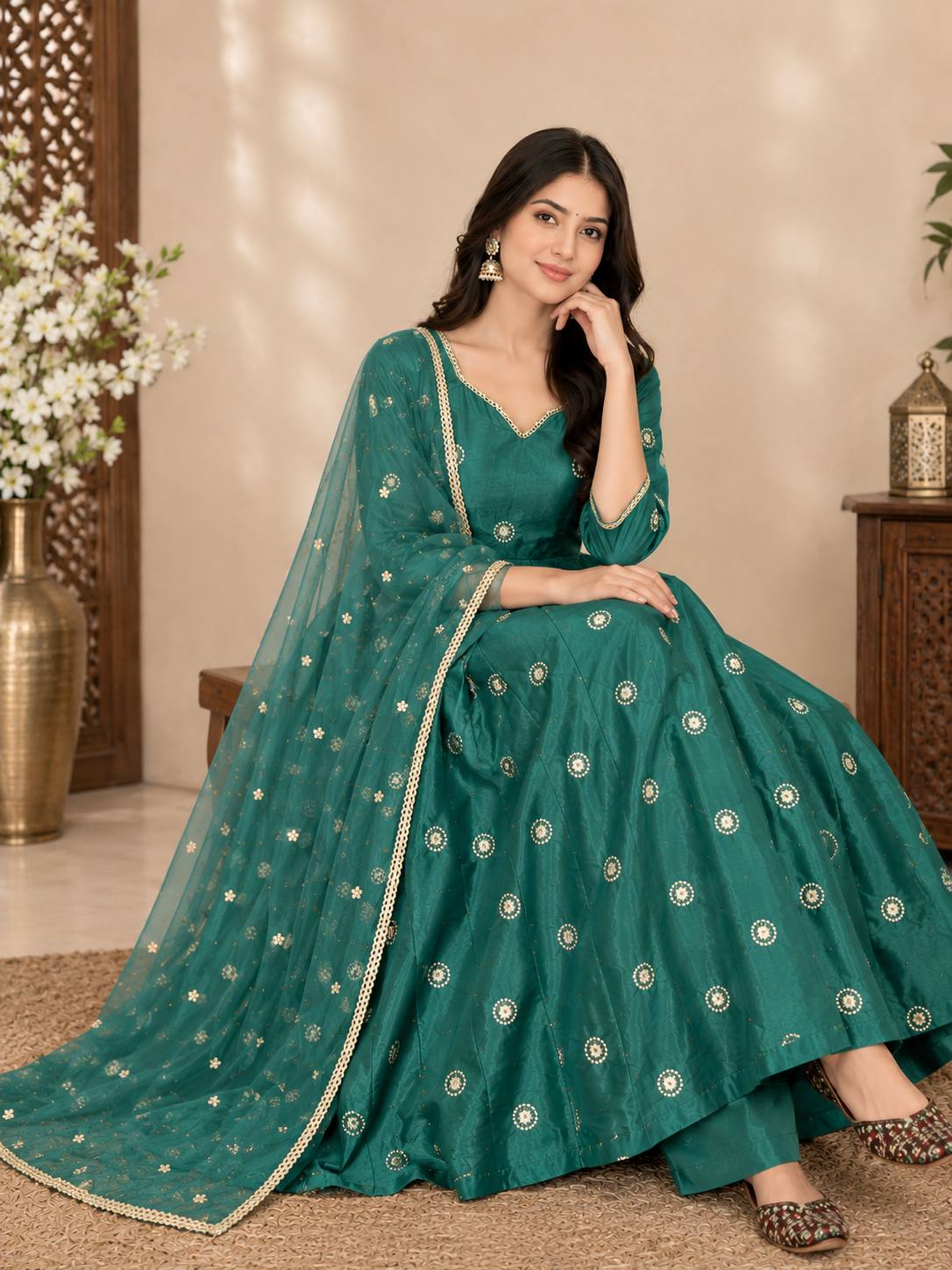 Alizeh Green Anarkali Suit Set