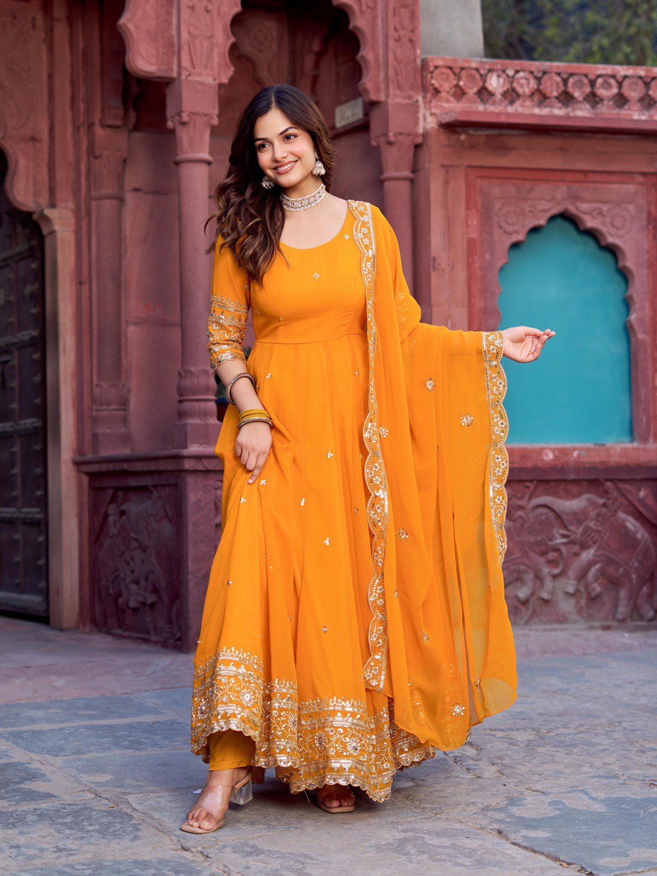 Lumivra Haldi Radiance Anarkali Suit Set