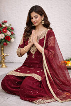 Avika Classic Wine Suit Set