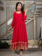 Aabroo Royal Red Anarkali Suit Set