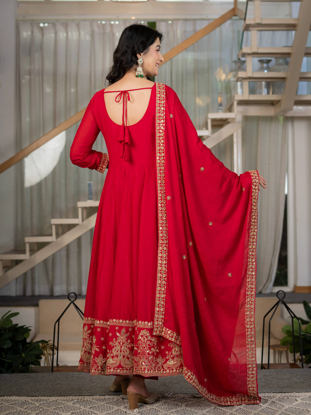 Aabroo Royal Red Anarkali Suit Set