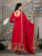 Aabroo Royal Red Anarkali Suit Set