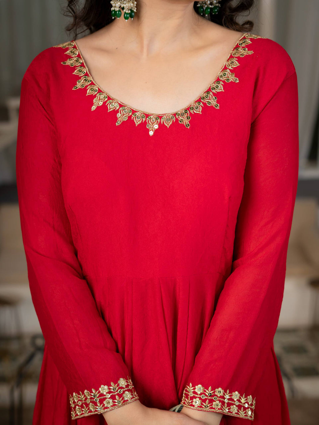 Aabroo Royal Red Anarkali Suit Set