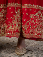 Aabroo Royal Red Anarkali Suit Set