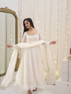 Delicate White Faux Georgette Suit Set