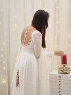 Delicate White Faux Georgette Suit Set