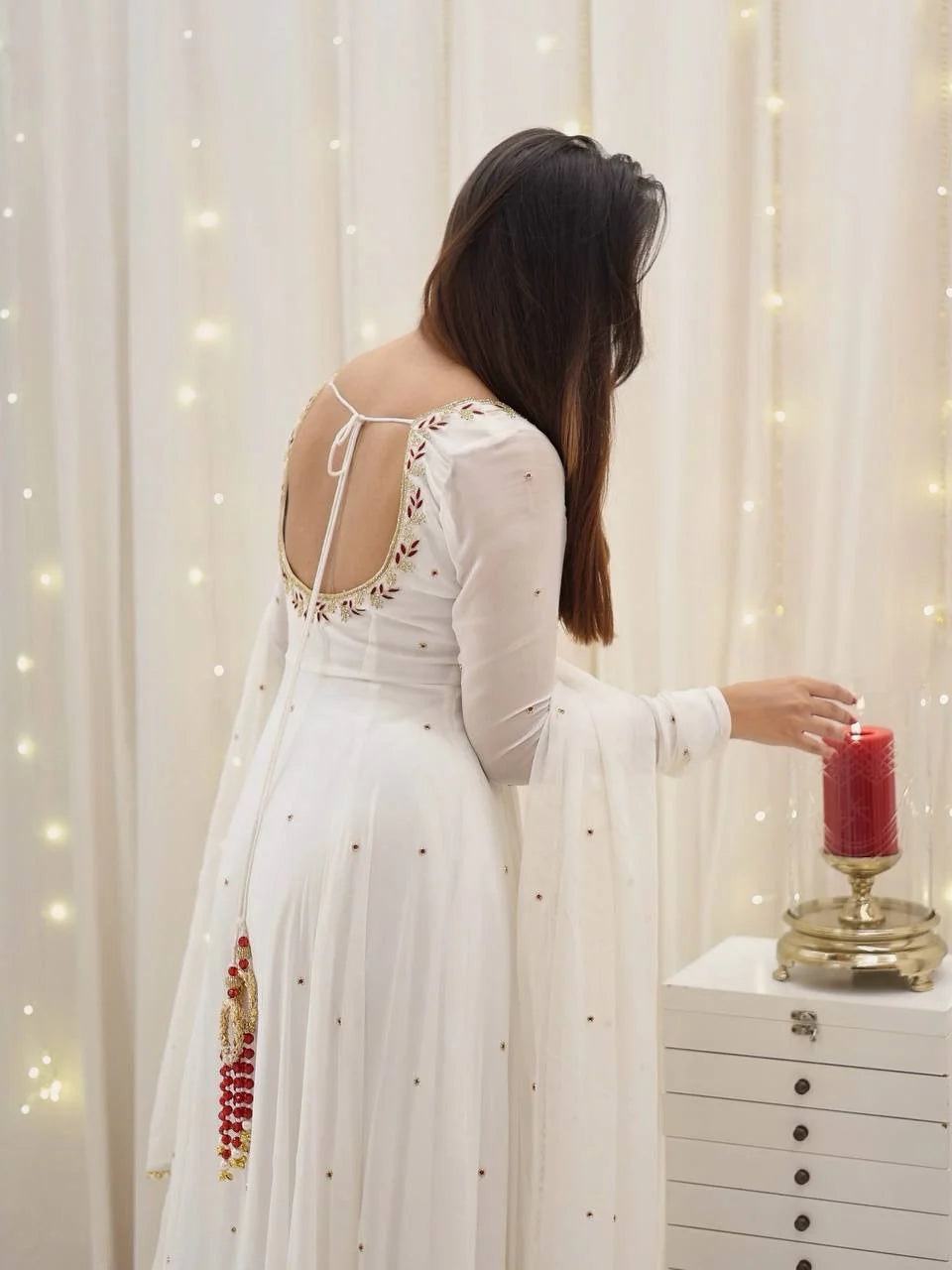 Delicate White Faux Georgette Suit Set