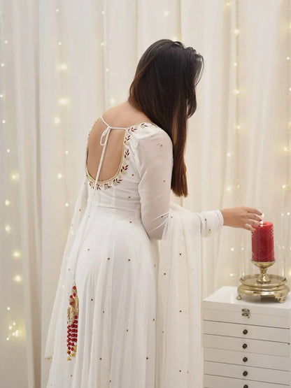 Delicate White Faux Georgette Suit Set