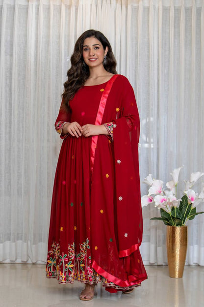 ARZUU RED ANARKALI SUIT SET