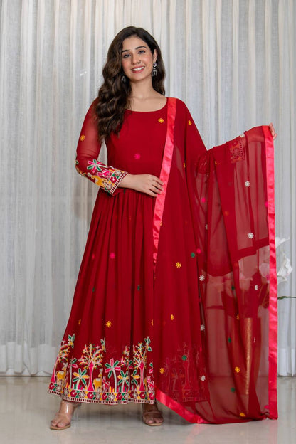 ARZUU RED ANARKALI SUIT SET