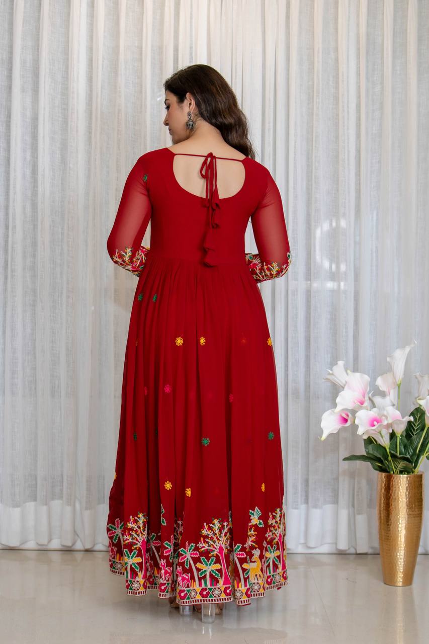 ARZUU RED ANARKALI SUIT SET
